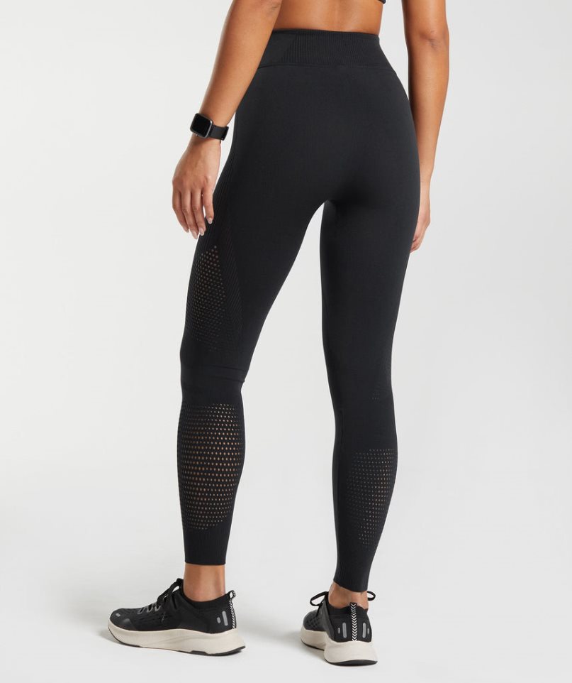 Women's Gymshark Warp Knit Leggings Black | CA A01385